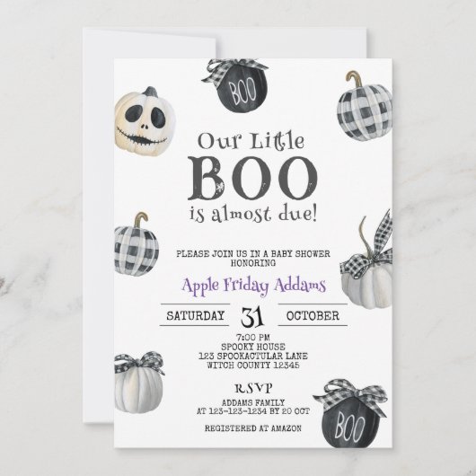 Little BOO ist fast fällig, Halloween Baby Dusche Einladung (Vorderseite)