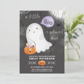 Little Boo ist fast fällig | Halloween-Kinderdusch Einladung (Stehend Vorderseite)