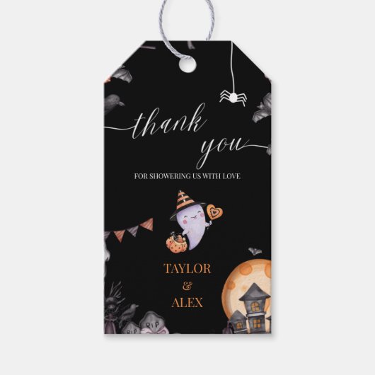 Little Boo ist fast gerade wegen Halloween Babydus Geschenkanhänger (Vorderseite)