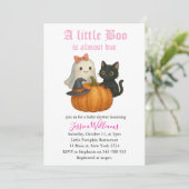Little Boo ist fast zu Halloween Baby-Dusche Einladung (Stehend Vorderseite)