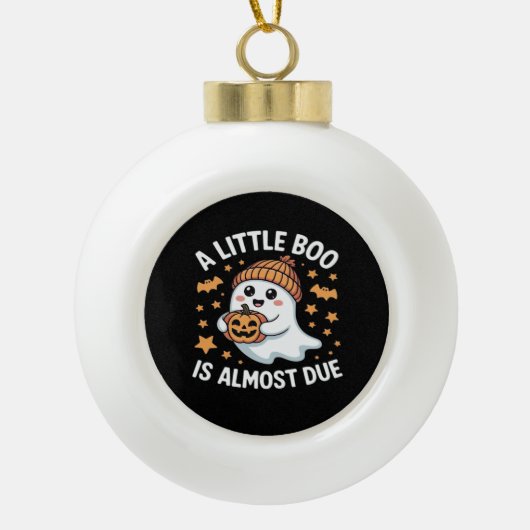 Little Boo ist fast zu Halloween Pregnancy Revea Keramik Kugel-Ornament (Vorderseite)