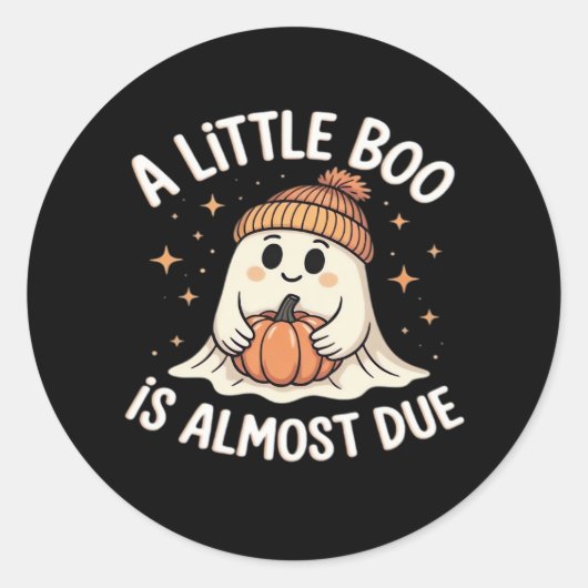 Little Boo ist fast zu Halloween Pregnancy Revea Runder Aufkleber (Vorderseite)