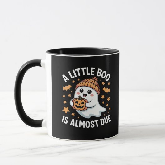 Little Boo ist fast zu Halloween Pregnancy Revea Tasse (Links)