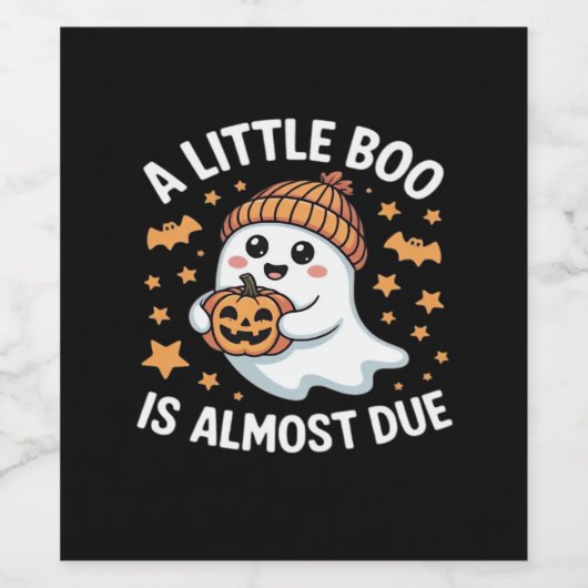 Little Boo ist fast zu Halloween Pregnancy Revea Weinetikett (Einzelnes Label)
