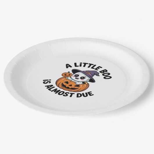 Little Boo ist fast zu Niedlichen Halloween-Schwan Pappteller (Schrägansicht)