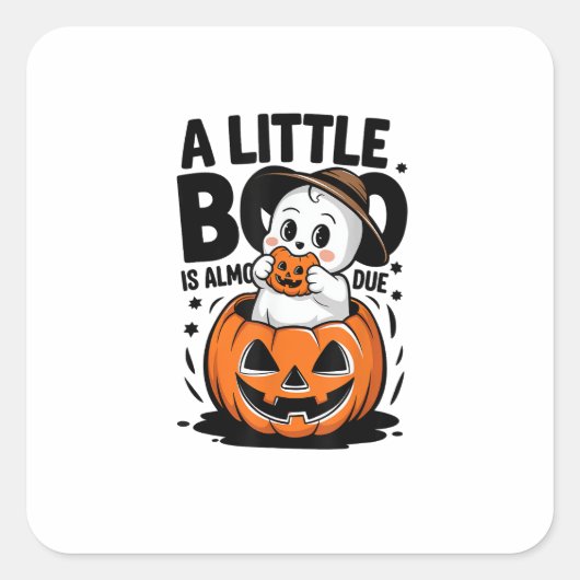 Little Boo ist fast zu Niedlichen Halloween-Schwan Quadratischer Aufkleber (Vorderseite)