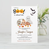 Little Boo ist fast zur Zeit Halloween Baby-Dusche Einladung (Stehend Vorderseite)