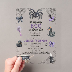 Little Boo Itsy Bitsy Spider Halloween Baby Dusche Acryleinladungen