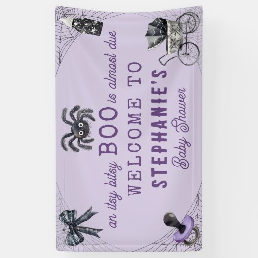 Little Boo Itsy Bitsy Spider Halloween Baby Dusche Banner (Vertikal)