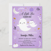 Little Boo Lila Ghost Pumpkin Baby Dusche Einladung (Vorderseite)