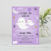 Little Boo Lila Ghost Pumpkin Baby Dusche Einladung (Stehend Vorderseite)