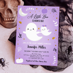 Little Boo Lila Ghost Pumpkin Baby Dusche Einladung