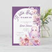 Little Boo Lila Halloween Baby Girl Dusche Einladung (Stehend Vorderseite)
