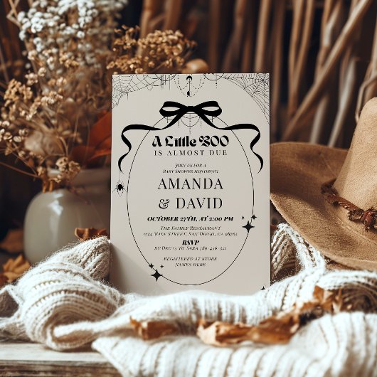 Little Boo Minimal Gothic Halloween Baby Shower Einladung