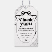 Little Boo Minimal Gothic Halloween Baby Shower Geschenkanhänger (Vorderseite)