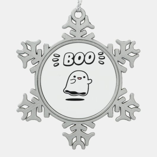Little Boo Minimal Style Schneeflocken Zinn-Ornament (Vorderseite)