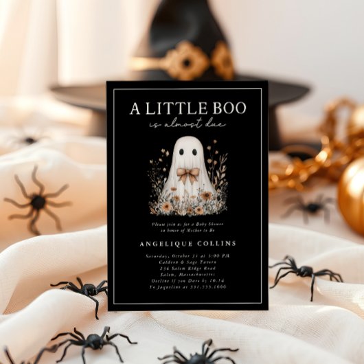 Little Boo Niedlich Ghost Bow Wildblumen Kinderdus Einladung