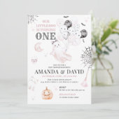 Little Boo Niedlich Ghost Halloween Girl 1. Geburt Einladung (Stehend Vorderseite)