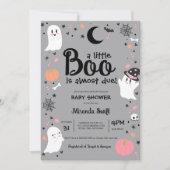 Little Boo Niedlich Ghost Halloween Girl Baby Dusc Einladung (Vorderseite)