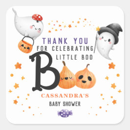 Little Boo Niedlich Halloween Kinderdusche Danke Quadratischer Aufkleber
