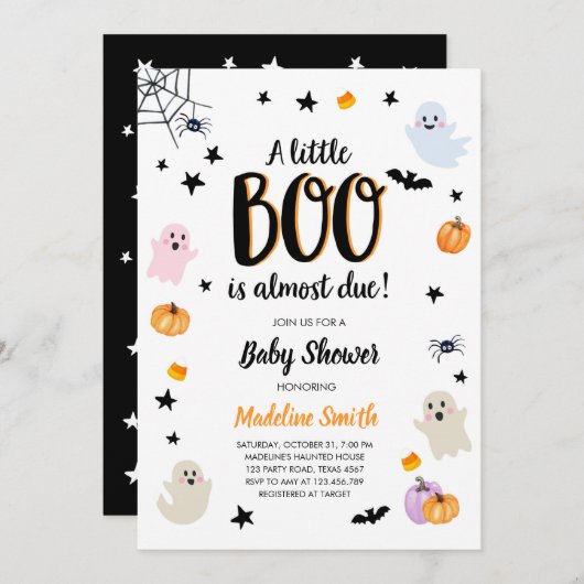 Little Boo Niedlich Halloween Niedlich Ghost Baby Einladung (Vorne/Hinten)
