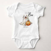 Little Boo Niedlich Halloween Personalisiert Ghost Baby Strampler (Vorderseite)