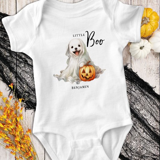 Little Boo Niedlich Halloween Personalisiert Ghost Baby Strampler
