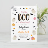 Little Boo Niedlich Halloween Pink Ghost Baby Dusc Einladung (Stehend Vorderseite)