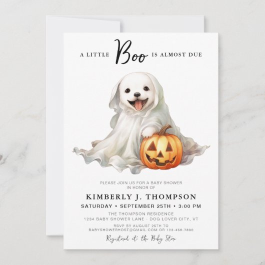 Little Boo Niedlich Halloween Simple Baby Dusche Einladung (Vorderseite)