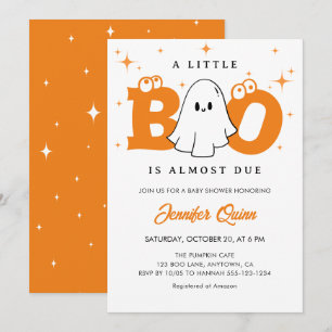 Little Boo Niedlich Neutral Halloween Baby Dusche Einladung