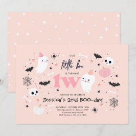 Little Boo Niedlich Pink Ghost Halloween 2. Geburt Einladung