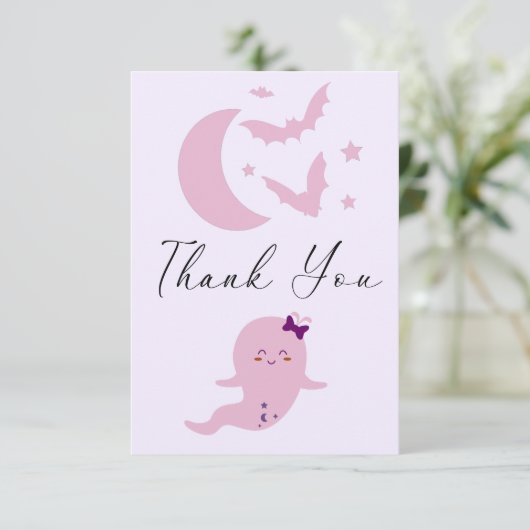 Little boo niedliche Ghost Halloween Babydusche Dankeskarte (Stehend Vorderseite)