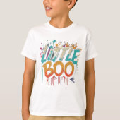 Little Boo Orange Black Halloween Familie Matching T-Shirt (Vorderseite)