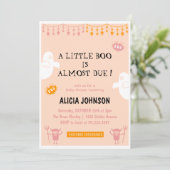 Little Boo Orange Halloween Babydusche Einladung (Stehend Vorderseite)