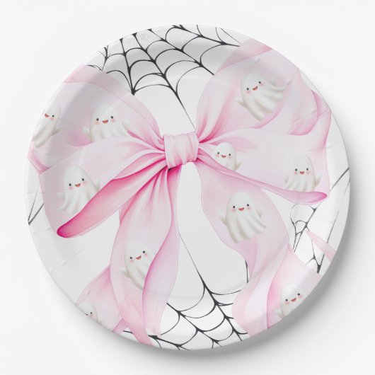 Little Boo PINK Bow Baby Dusche Pappteller (Vorderseite)
