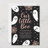 Little Boo Pink Ghost Halloween Kinderdusche Einladung (Vorderseite)