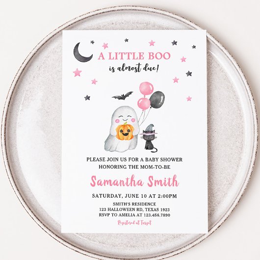 Little Boo Pink Ghost Halloween Kinderdusche Einladung