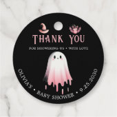 Little Boo Pink Halloween Ghost Baby Dusche Geschenkanhänger (Rückseite)