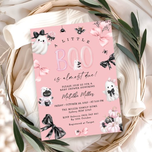 Little Boo Pink Halloween Girl Babydusche Einladung