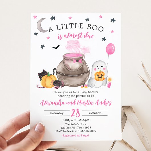 Little Boo Pink Halloween Kinderdusche Einladung