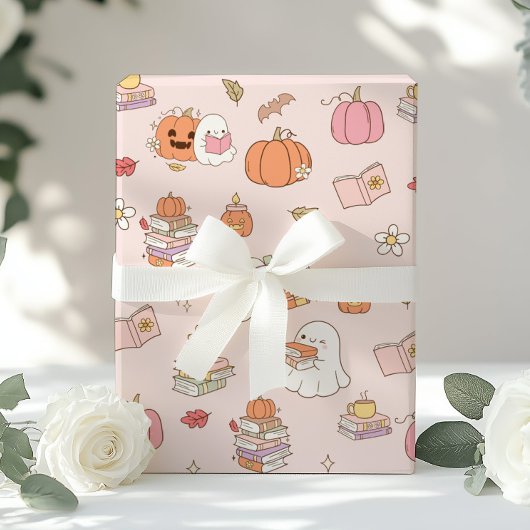 Little Boo Pink Whimsical Books Baby Dusche Geschenkpapier