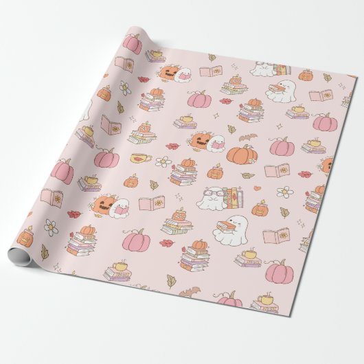 Little Boo Pink Whimsical Books Baby Dusche Geschenkpapier (Ungerollt)