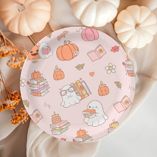 Little Boo Pink Whimsical Books Baby Dusche Pappteller