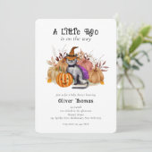 Little Boo Poem Cat in Hexenhut Baby Shower Einladung (Stehend Vorderseite)