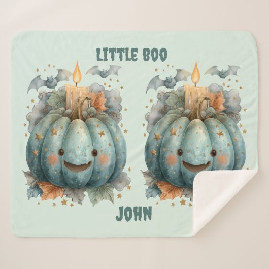 Little Boo Pumpkin for Boys Sherpadecke (Vorderseite (Horizontal))
