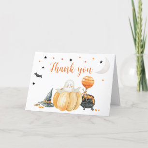 Little Boo Pumpkin Halloween Baby Shower Dankeskarte