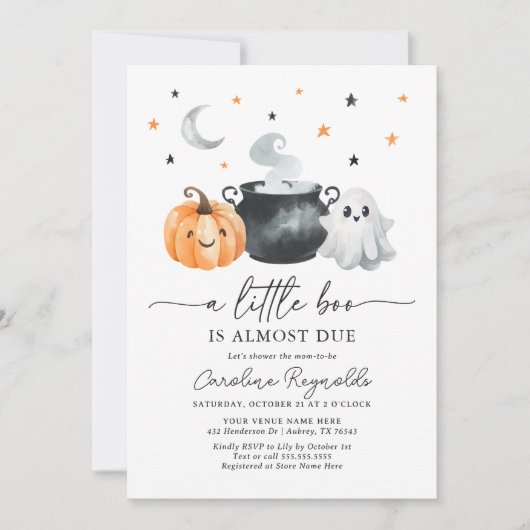 Little Boo Pumpkin Halloween Baby Shower Einladung (Vorderseite)