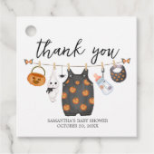 Little Boo Pumpkin Halloween Baby Shower Square Geschenkanhänger (Vorderseite)