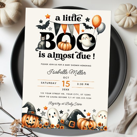 Little Boo Pumpkin Halloween Fall Baby Shower Einladung