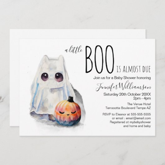 Little Boo Puppy and Pumpkin Fall Baby Dusche Einladung (Vorne/Hinten)